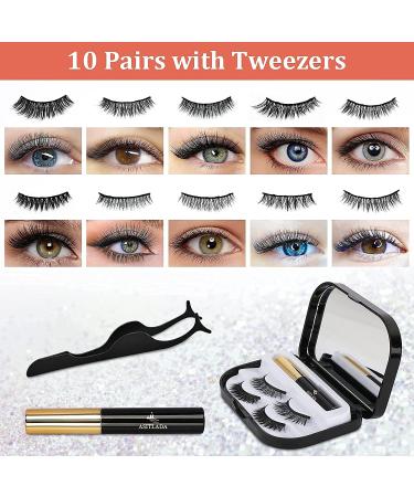 Magnetic Eyelashes with Eyeliner & Tweezers - 10 Pairs Reusable Natural Black Lashes - Buy Online on GoSupps.com