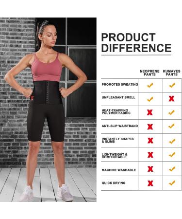 KUMAYES Women's Sauna Sweat Pants High Waist Slimming Shorts - Thermo Body Shaper for Workout - Black XX-Large - Buy Online on GoSupps.com