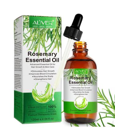 Rosemary Oil for Hair Growth & Skin Care - 100% Pure Rosemary Essential Oil for Eyebrow and Eyelash Nourishes The Scalp Stimulates Hair Growth for Men Women 120ML 120.00 ml (Pack of 1)