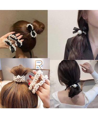 Buy Tseenyi Pearl Rubber Band Rope - Black Loop Pearls Hair Accessories for Women & Girls | Perfect for Weddings Valentine's Day & Christmas Gifts - Buy Online on GoSupps.com