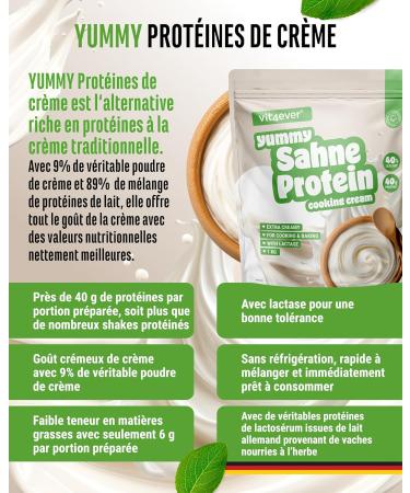  Vit4ever Yummy Protein Cream - 1000g - High protein ingredient for cooking and baking made from whey protein - no added sugars and lower in fat than cream - Buy Online on GoSupps.com
