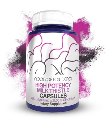 Nootropics Depot High Potency Milk Thistle Extract Capsules | 200mg of Silymarins from Silybum marianum | 60 Count 60 Count (Pack of 1)