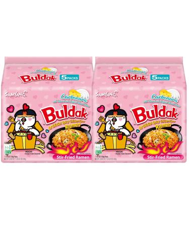 Samyang Noodles Spicy Chicken Noodle Carbonara 4.58 oz 2 (Pack of 5) - Korean Noodles Ramen