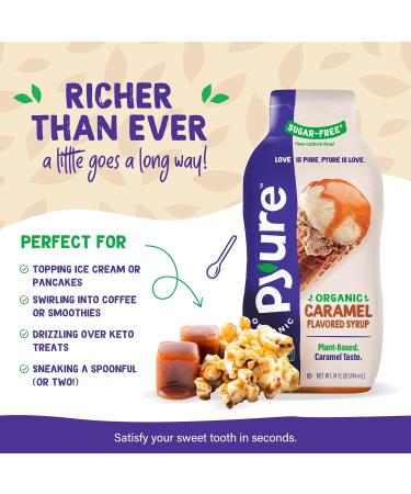 Pyure Organic Sugar-Free Caramel Syrup - 14 fl oz Natural Sweetener - Buy Online on GoSupps.com