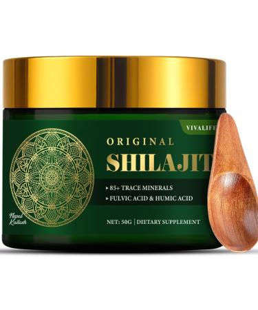 500mg Himalayan Shilajit Resin Supplement 85+ Trace Minerals Complex for Brain Booster & Energy Immune Support Overall Health - 50g (2-3 Month Supply)