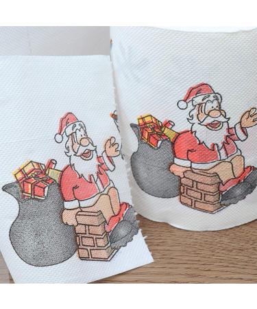 Christmas Toilet Paper Santa Claus Reindeer Pattern Funny Toilet Tissue Xmas Holiday Party Decoration Supplies - Buy Online on GoSupps.com
