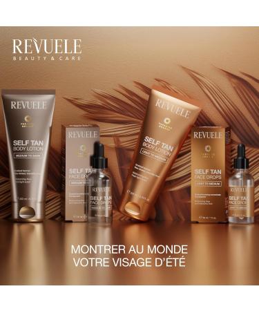 REVUELE Self Tan Face Drops Medium to Dark Gouttes Auto-Bronzantes Visage Gradual S rum Illuminateur pour un Teint Dor Intense et Naturel Effet Glow Hydratant et Sans Traces 30 ml - Buy Online on GoSupps.com