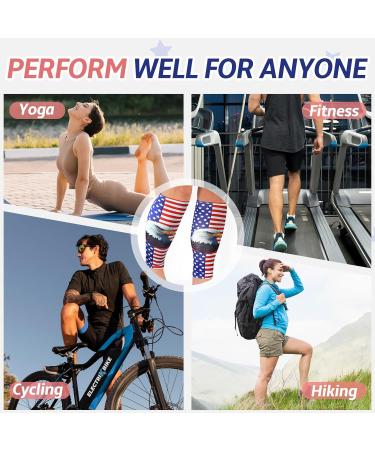 4th of July Calf Compression Sleeves for Men - 20-30mmHg Red White Blue Star Leg Support - Eagle Shin Splint Sleeve for Running Cycling Football - Buy Online on GoSupps.com