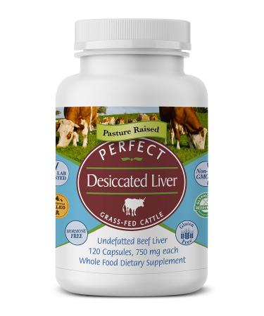 Perfect Supplements  Perfect Desiccated Liver  120 Capsules - Undefatted Beef Liver  Natural Source of Protein, Iron, Vitamins A & B
