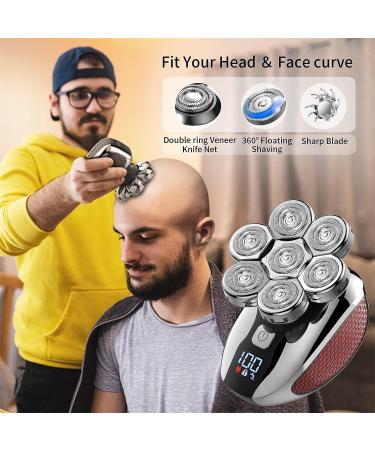 7D Electric Head Shaver for Men | Waterproof Wet&Dry | Bald Head Shaver with Hair Sideburns Trimmer | 6 in 1 Cordless Grooming Kit - Buy Online on GoSupps.com