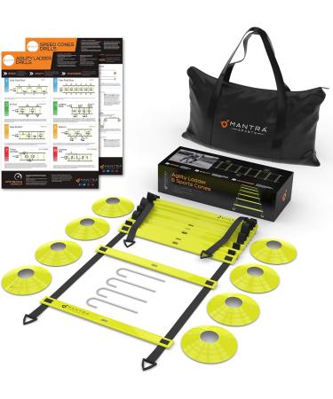 MANTRA SPORTS Agility Ladder, Football Training Equipment for Kids & Adults, Football Cones for Football Training, Football Cones Training Set, Coaching Equipment Kit for Goalkeepers, Rugby & Tennis - Buy Online on GoSupps.com