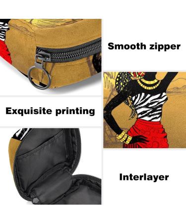 Stylish Menstruation Pad Bag with Zipper - Women's Tampon & Napkin Storage - Beautiful African Palm Pattern - Buy Online on GoSupps.com