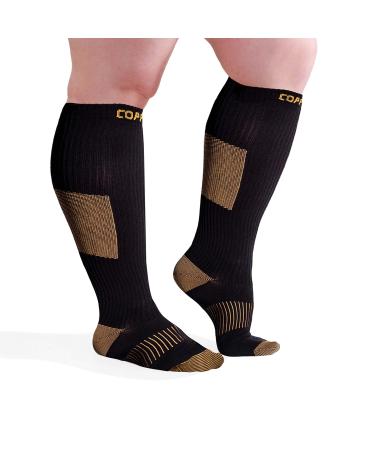 Wide Calf Copper Compression Socks for Women & Men - Diabetic Sock, Improves Circulation, Reduces Swelling & Pain - For Nurses, Running, & Everyday Use - Copper Infused Nylon By CopperJoint (2X-Large) XX-Large-3X-Large