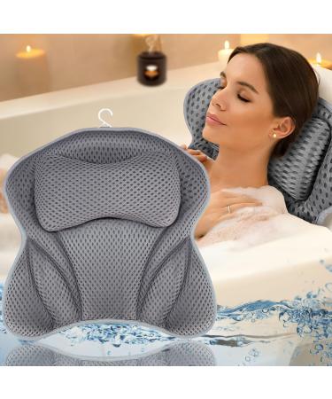 Amzeeniu New 4D Bath Pillow with 6 Suction Cups Non-Slip Air Mesh Bath Pillow, Spa Cushion, Neck Cushion, All Types of Bathtu