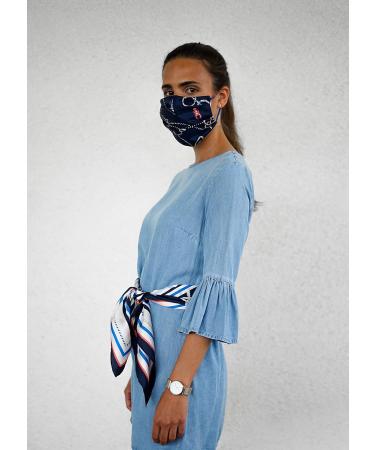 CODELLO Women's Silk Floral Face Mask - Blue Mouth & Nose Cover - 1 Piece - Buy Online on GoSupps.com
