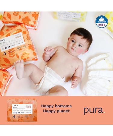 Pura Eco-Diapers Size 4 (Maxi 7-18kg) - 145 Organic Cotton Diapers EU Ecolabel 12-Hour Protection Perfect for Sensitive Skin | Monthly Box - Buy Online on GoSupps.com