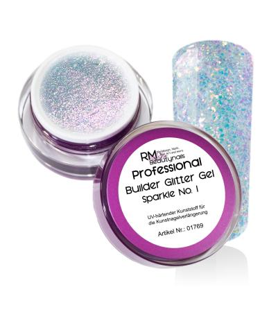 RM Beautynails Glitter Gel No 1 Buildergel Nail Gel UV LED Gel 1x15ml (1 pack) 15 ml