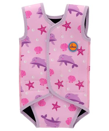 Swimbubs Baby Swimming Wrap Toddler Wetsuit Boys Warmsuit Girls Swimsuit 0-6 Months Pink Dolphin