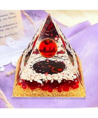 VDYXEW Crystal Pyramid Crystal Garnet Zodiac Cancer Orgone Pyramid Healing Crystal Postive Energy Orgonite Crystal Healing for Yoga Meditation Stress Reduce (Cancer)