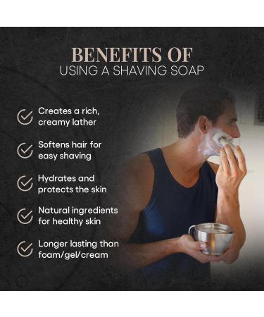 Handmade Natural Organic Shave Soap - 7oz Tin for Sensitive Skin | Olive Oil Coconut Oil & Shea Butter | Ideal Shaving Soap for Men - Buy Online on GoSupps.com