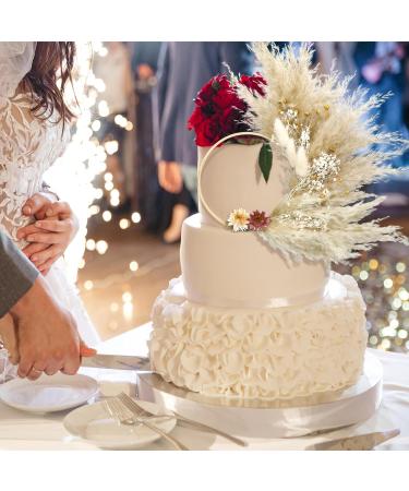 Boho Cake Topper Decorations - Natural Pampas Grass & Dried Flower Cake Toppers with Wooden Hoop - Perfect for Bohemian Wedding, Baby Shower, Birthday Party - 13PCS - Buy Online on GoSupps.com