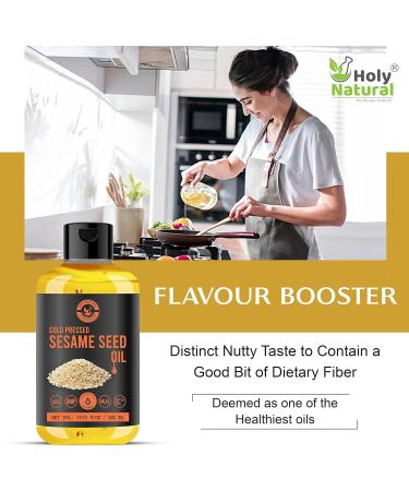 Holy Natural Sesame Seed Oil 300ml - Extra Virgin Cold-Pressed, 100% Pure & Natural - GMO-Free, Untreated and Unrefined - Ideal for Cooking & Flavor Enhancement - Buy Online on GoSupps.com