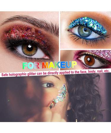 HOLOGRAPHIC Chunky Glitter - Turquoise 100g | Craft Glitter for Resin Face Nail Body Slime & Festival Art - Buy Online on GoSupps.com