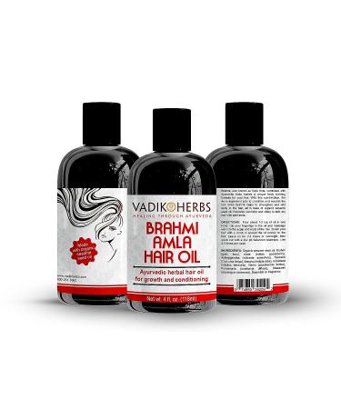 Vadik Herbs Brahmi-Amla Hair Oil (4oz) - Promotes Hair Growth and Conditioning | Natural Herbal Solution for Hair Loss, Thinning, Balding | Beard Oil - 4 Fl Oz - Buy Online on GoSupps.com