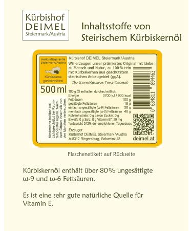 Buy Original Styrian Pumpkin Seed Oil G.G.A. from Austria - Award-Winning 500 ml | Directly from Producer - Premium Quality - Buy Online on GoSupps.com