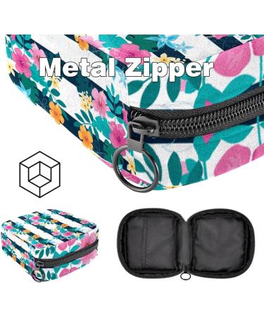 Multicolored Storage Bags for Women's Bandages & Menstrual Products Watercolor Flower Patterns & Stripes | Portable Organizers for School & Office - Buy Online on GoSupps.com