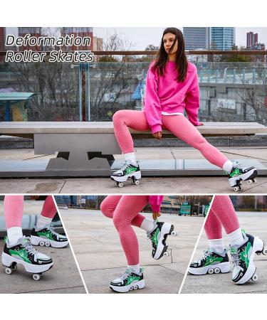 Shop 2-in-1 Roller Shoes for Girls | Retractable Wheel Sneakers for Kids & Teens - Size 36 Green - Buy Online on GoSupps.com