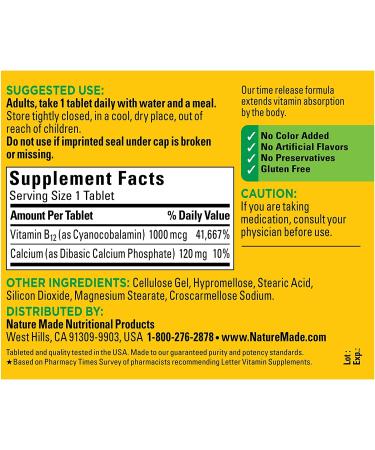 Nature Made Vitamin B12 1000 mcg Time Release Tablets - Energy Metabolism Support, 160 Day Supply - Buy Online on GoSupps.com