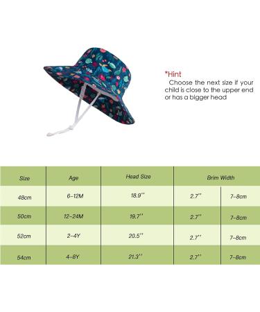 LANGZHEN Baby Girls Beach Sun Hat with Chin Strap | Wide Brim Toddler Kids Play Hat | Undersea World Navy | 1-2 Years - Buy Online on GoSupps.com