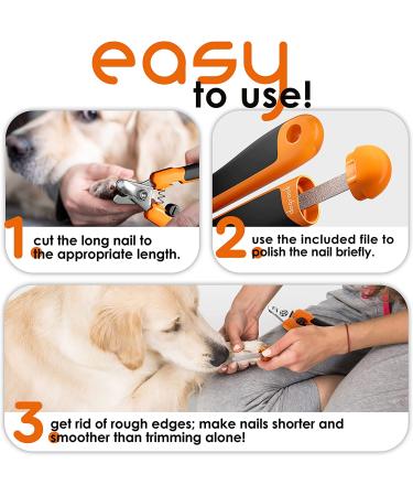 Professional Heavy Duty Dog Nail Clippers with Safety Guard for Small, Medium, and Large Breeds - Painless Nail Trimming with Anti-Slip Handles - Includes Free Nail File - Buy Online on GoSupps.com
