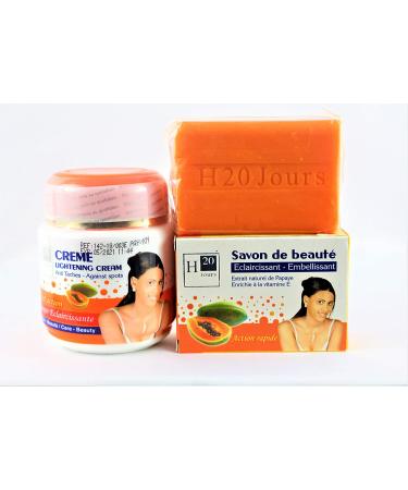 H20 JOURS Papaya Lightening Body Cream (300g) & Soap (250g) - Fast-Acting Formula - Buy Online on GoSupps.com