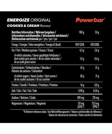Powerbar Energize Original Cookies & Cream - High Carb Energy Bar 15x55g | C2MAX with Magnesium & Sodium - Ideal for Endurance & Performance - Buy Online on GoSupps.com