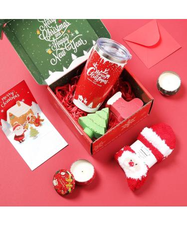 Christmas Gifts Basket for Women - Unique Gifts for Her with Socks, Candle, Tumbler in Red - Buy Online on GoSupps.com