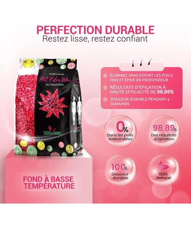 Dermawax Rose Hair Removal Wax with Coconut Oil Pearl Hair Removal Wax without Strips Transparent Film Wax Full Body Hair - Buy Online on GoSupps.com