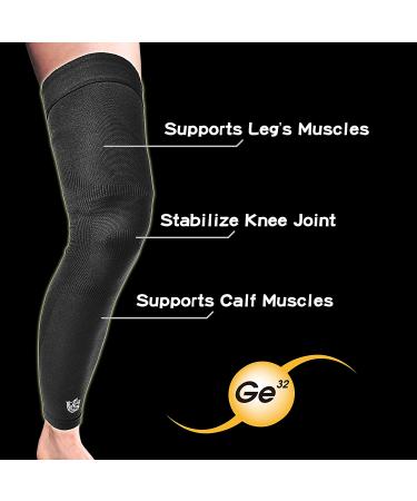 Vital Salveo Germanium Compression Leg Sleeve - X-Large Black - Support for Basketball, Arthritis - UV Protection - Men and Women - Buy Online on GoSupps.com