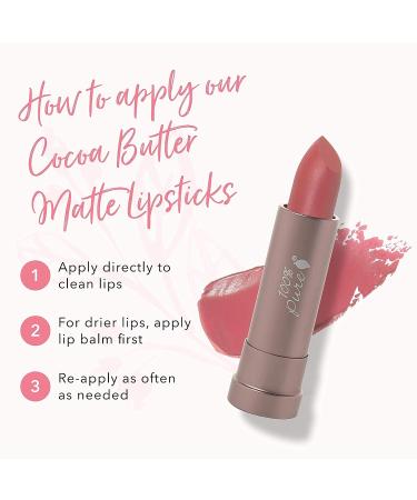 100% Pure Cocoa Butter Matte Lipstick - Long-Lasting Moisturizing Lip Color for All Skin Tones - Vegan Fruit Pigmented Pink Canyon (Dusty Pink) - 0.15 oz - Buy Online on GoSupps.com