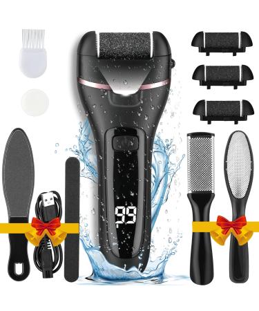 Foot Callus Remover Electric Callus Remover for Feet Yooikeey Electric Foot Scrubber Dead Skin Remover 16 in1 Pedicure kit for Dead Skin&Cracked Heel or Rough Hand with 3 Roller Heads 2 Speed (black)