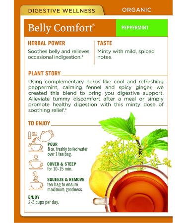Traditional Medicinals Organic Belly Comfort Tea - Caffeine-Free Peppermint, 16 Wrapped Bags (0.99 oz) - Buy Online on GoSupps.com