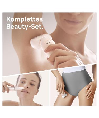 Buy Braun Silk- pil 9 Flex Beauty Set - Women's Epilator & Facial Hair Remover with 8 Attachments | White/Gold Flex 9300 - International Shipping Available - Buy Online on GoSupps.com