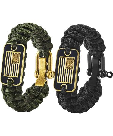 Bronze USA Flag Paracord Bracelet for Military Veterans - Tactical Survival Gift - Buy Online on GoSupps.com