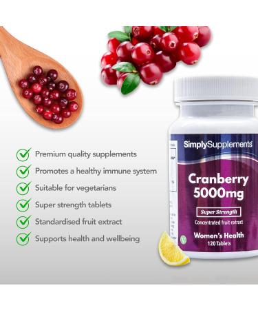 Cranberry Tablets 5000mg with Vitamin C - 120 Tablets for Immune Support | Herbal Supplement - Buy Online on GoSupps.com