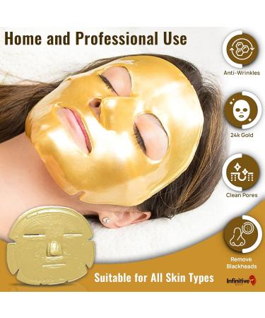 Infinitive Beauty Collagen Face Masks Gold Face Mask Hydrates Rejuvenates & Moisturises Skin (x10) - Buy Online on GoSupps.com
