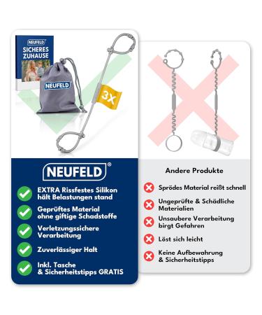 Buy Neufeld 3x Pacifier Chain | Cup Catcher Baby Toy | Free Pocket & eBook | Safe Buggy Accessory in Gray - International Shipping Available - Buy Online on GoSupps.com