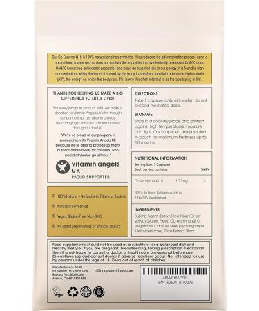 Innopure CoQ10 100mg Vegan Capsules | Natural Fermented Supplement | Vegan Society Approved | Made in the UK - Buy Online on GoSupps.com