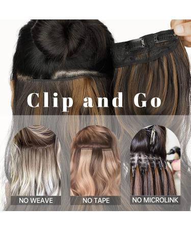 KooKaStyle Long Wavy Clip-In Synthetic Hair Extensions 20 Inch Black - 4PCS Thick Double Weft Hairpieces for Women - Buy Online on GoSupps.com