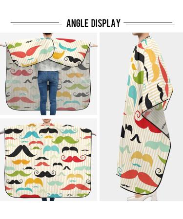 Visesunny Colored Mustache Vintage Barber Cape - Anti-Static Water-Resistant Hair Cutting Bib | Professional Salon Polyester Adjustable Snap Closure - Buy Online on GoSupps.com